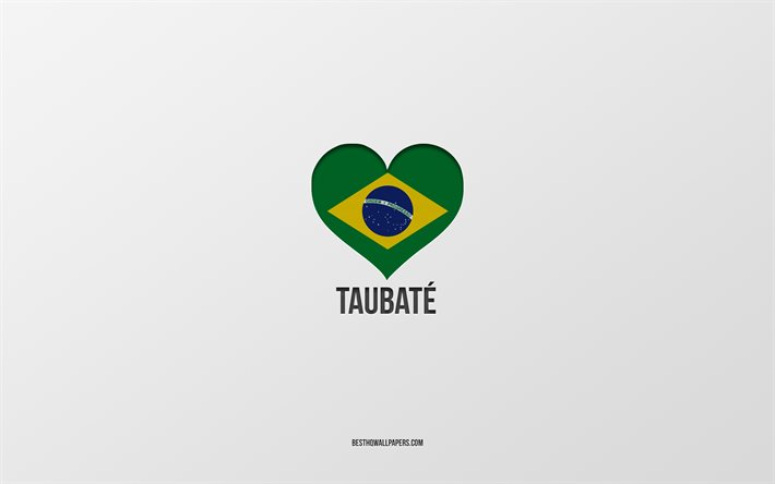 Jag &#228;lskar Taubate, brasilianska st&#228;der, gr&#229; bakgrund, Taubate, Brasilien, brasiliansk flagghj&#228;rta, favoritst&#228;der, Love Taubate