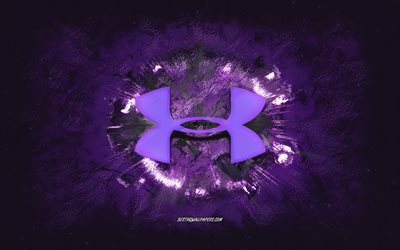 Under Armor logo, grunge art, purple stone background, Under Armor purple logo, Under Armor, creative art, purple Under Armor grunge logo