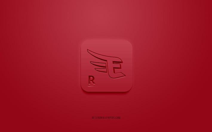 Rakuten Golden Eagles, creative 3D logo, NPB, red background, 3d emblem, Japanese baseball team, Nippon Professional Baseball, Sendai, Japan, 3d art, baseball, Rakuten Golden Eagles 3d logo