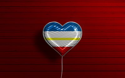 Jag älskar Mecklenburg-Vorpommern, 4k, realistiska ballonger, röd trä bakgrund, Tysklands stater, Mecklenburg-Vorpommern flagga hjärta, flagga Mecklenburg-Vorpommern, ballong med flagga, tyska stater, Tyskland