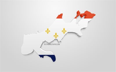 New Orleans map silhouette, 3d flag of New Orleans, American city, 3d art, New Orleans 3d flag, Louisiana, USA, New Orleans, geography, flags of US cities