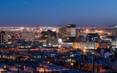 El Paso, 4k, silueta, puesta de sol, Texas, estados UNIDOS, las ciudades de am&#233;rica, Am&#233;rica, El Paso a la noche, HDR, de la Ciudad de El Paso, las Ciudades de Texas