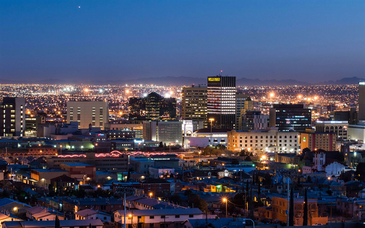 El Paso, 4k, skyline, sunset, Texas, USA, american cities, America, El Paso at evening, HDR, City of El Paso, Cities of Texas