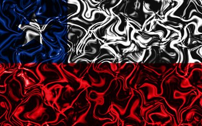 4k, la Bandera de Chile, resumen de humo, Am&#233;rica del Sur, los s&#237;mbolos nacionales, la bandera de Chile, arte 3D, Chile 3D de la bandera, creativo, pa&#237;ses de Am&#233;rica del Sur, Chile