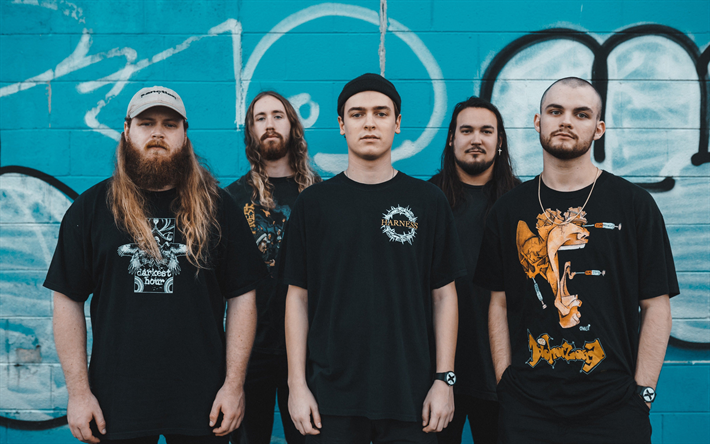 4k, Knocked Loose, 2019, american band, guys, american celebrity, Cole Crutchfield, Bryan Garris, Isaac Hale, Kevin Otten, Kevin Kaine