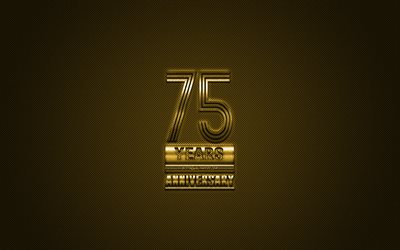 75 Anniversary, golden stylish symbol, golden 75 Anniversary sign, golden background, creative art, Anniversary Symbols