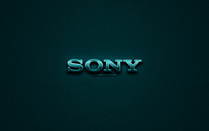 Sony logo glitter, luova, sininen metalli tausta, Sony-logo, merkkej&#228;, Sony