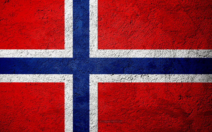 Flag of Norway, concrete texture, stone background, North Norway flag, Europe, Norway, flags on stone, Norwegian flag
