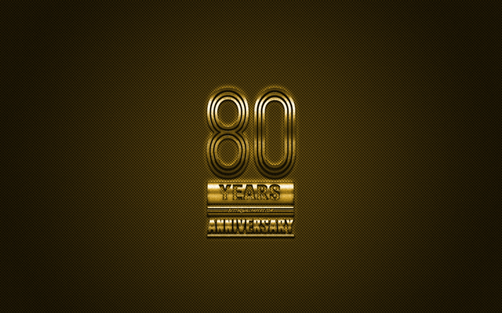 80 Anniversary, golden stylish symbol, golden 80th Anniversary sign, golden background, 80th Anniversary, creative art, Anniversary Symbols
