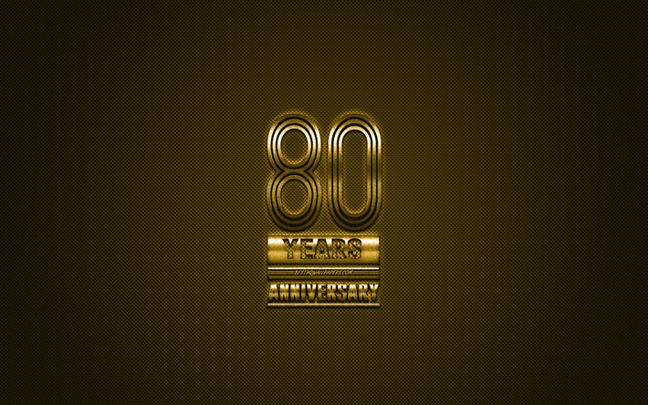 80 Anniversaire, or &#233;l&#233;gant, symbole, or 80e Anniversaire de signer, fond d&#39;or, 80e Anniversaire, art cr&#233;atif, Anniversaire Symboles