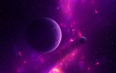 purple planets, galaxy, nebula, sci-fi, universe, NASA, planets
