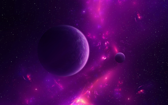 Purple Planets Galaxy Wallpaper 9061