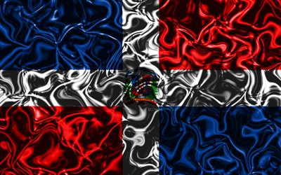 4k, die flagge der dominikanischen republik, abstrakt, rauch, nordamerika, nationale symbole, dominikanische republik flagge, 3d-kunst, dominikanische republik, 3d flag, kreativ
