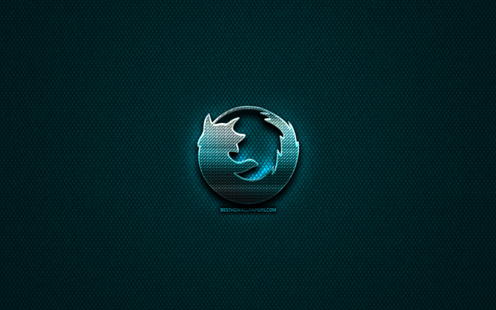 Mozilla logo glitter, creativo, blu, metallo, sfondo, Mozilla logo, marchi, Mozilla