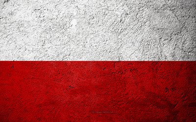 Bandera de Polonia, de hormigón de textura, de piedra de fondo, bandera de Polonia, Europa, Polonia, banderas en la piedra, la bandera polaca