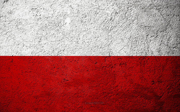 Bandeira da Pol&#243;nia, textura de concreto, pedra de fundo, Pol&#243;nia bandeira, Europa, Pol&#243;nia, bandeiras da pedra, Bandeira polaca