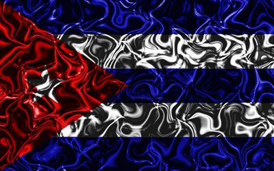 4k, Bandeira de Cuba, resumo de fuma&#231;a, Am&#233;rica Do Norte, s&#237;mbolos nacionais, Bandeira de cuba, Arte 3D, Cuba 3D bandeira, criativo, Pa&#237;ses da Am&#233;rica do norte, Cuba