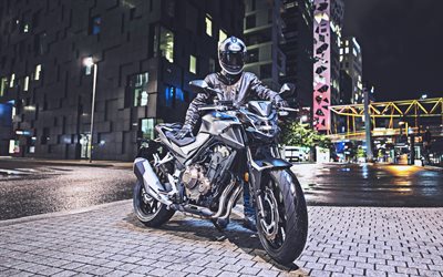 Honda CB500F, 4k, biker with motorcycle, 2019 bikes, 2019 Honda CB500F, japanese motorcycles, Honda, 2019 CB500F