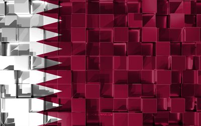 Bandiera del Qatar, 3d, bandiera, cubetti di grana, le Bandiere dei paesi Asiatici, 3d arte, Qatar, Asia, texture 3d, Qatar flag