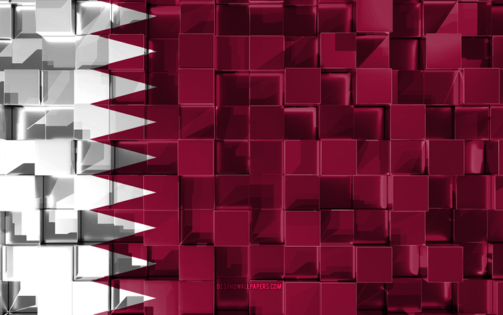 Flag of Qatar, 3d flag, 3d cubes texture, Flags of Asian countries, 3d art, Qatar, Asia, 3d texture, Qatar flag