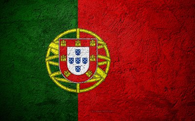 La bandera de Portugal, de hormigón de textura, de piedra de fondo, bandera de Portugal, de Europa, Portugal, banderas en la piedra, la bandera de portugal