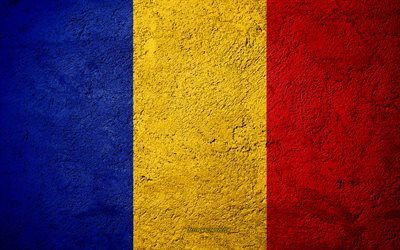 Romanya bayrağı, beton doku, taş, arka plan, Romanya bayrak, Avrupa, Romanya, taş bayraklar