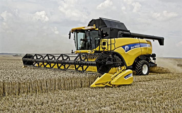 New Holland CX8090, Agricultural machinery, combine harvester, harvesting wheat, wheat field, harvesting concepts, New Holland