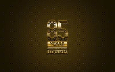 85 Anniversary, golden stylish symbol, golden 85th Anniversary sign, golden background, 85th Anniversary, creative art, Anniversary Symbols