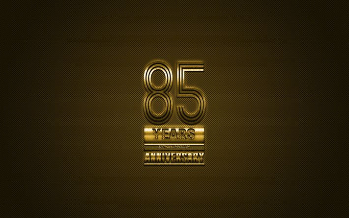 85 Anniversary, golden stylish symbol, golden 85th Anniversary sign, golden background, 85th Anniversary, creative art, Anniversary Symbols