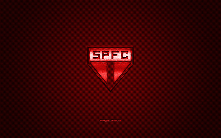 ساو باولو FC, البرازيلي لكرة القدم, الأحمر معدنية شعار, الحمراء من ألياف الكربون الخلفية, ساو باولو, البرازيل, دوري الدرجة الاولى الايطالي, كرة القدم