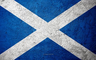 Flag of Scotland, concrete texture, stone background, Scotland flag, Europe, Scotland, flags on stone