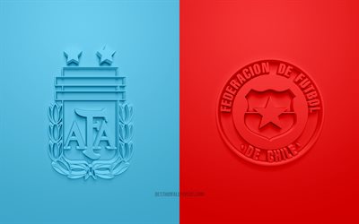 アルゼンチンvsチリ, 2019年のコパ-アメリカ, プロモーション, 試合3位, ロゴ, サッカーの試合, 青赤の背景, コリントアリーナ, アルゼンチン, チリ