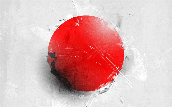 japanische flagge, kreative kunst, asiatische l&#228;nder, die nationalen symbole, die flagge von japan, kunstwerk, japan, asien