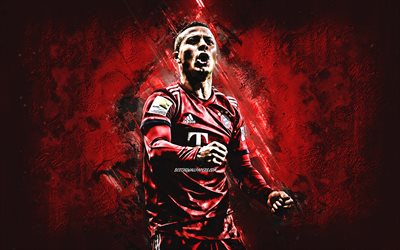 Thiago Alcantara, FC Bayern M&#252;nchen, Espanjan Jalkapallon Pelaaja, Muotokuva, punainen luova tausta, Bundesliiga, Saksa, jalkapallo