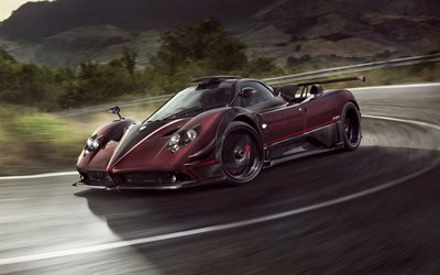 Pagani Zonda, Fantasma Evo, 2017, Hypercar, burgundy carbon fiber body, fast cars, supercars, Pagani