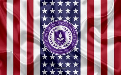 Meio Georgia State University Emblema, Bandeira Americana, Meio Georgia State University logotipo, Macon, Ge&#243;rgia, EUA, Emblema do Meio Georgia State University