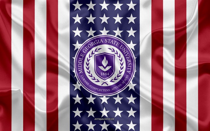 Middle Georgia State University Emblem, American Flag, Middle Georgia State University logo, Macon, Georgia, USA, Emblem of Middle Georgia State University
