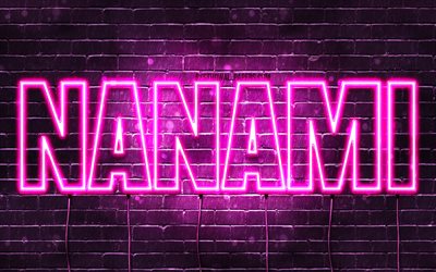 Nanami, 4k, tapeter med namn, kvinnliga namn, Nanami namn, lila neon lights, Grattis P&#229; F&#246;delsedagen Nanami, popul&#228;ra japanska kvinnliga namn, bild med Nanami namn