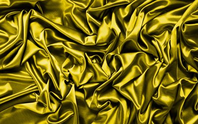 yellow satin background, 4k, silk textures, satin wavy background, yellow backgrounds, satin textures, satin backgrounds, yellow silk texture