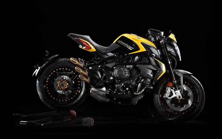 MV Agusta Brutale 800 Dragster, 2020, 3-cylinder italian Dragster, exterior, side view, new black and yellow Brutale 800RR, italian motorcycles, MV Agusta