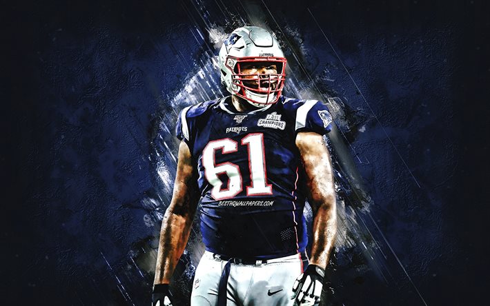 Marcus Cannon, New England Patriots, NFL, American football, portrait, blue stone background, National Football League
