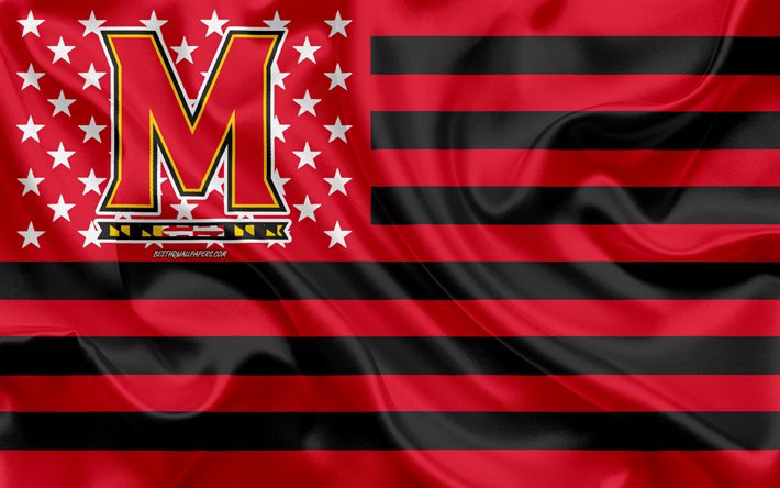 Maryland Maryland Dodgers, Amerikan futbol takımı, yaratıcı Amerikan bayrağı, kırmızı, siyah bayrak, NCAA, College Park, Maryland, AMERİKA Birleşik Devletleri, Maryland Dodgers logo, amblem, ipek bayrak, Amerikan Futbolu, &#220;niversite