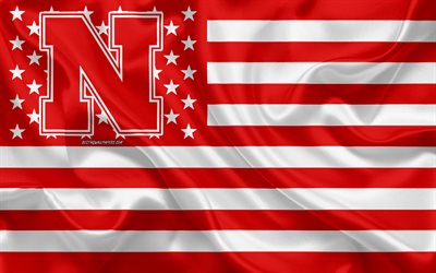Nebraska Cornhuskers, American football team, creative American flag, red white flag, NCAA, Lincoln, Nebraska, USA, Nebraska Cornhuskers logo, emblem, silk flag, American football