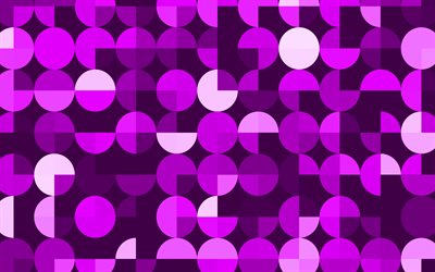 violet r&#233;tro cercles de fond, pourpre retro abstraction, fond violet avec des cercles, r&#233;tro origines, violet cercles de l&#39;abstraction