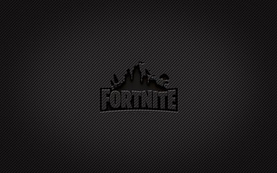Logotipo de carbono fortnite, 4k, arte grunge, fundo de carbono, criativo, logotipo preto de Fortnite, jogos online, logotipo de Fortnite, Fortnite