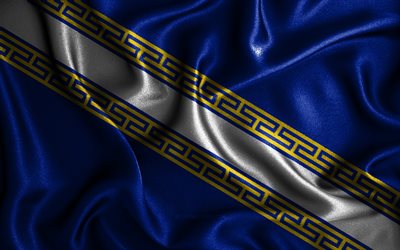 Champagne flag, 4k, silk wavy flags, french provinces, Flag of Champagne, fabric flags, Day of Champagne, 3D art, Champagne, Europe, Provinces of France, Champagne 3D flag, France