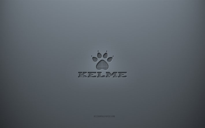 Logo Kelme, sfondo creativo grigio, emblema Kelme, texture di carta grigia, Kelme, sfondo grigio, logo Kelme 3d
