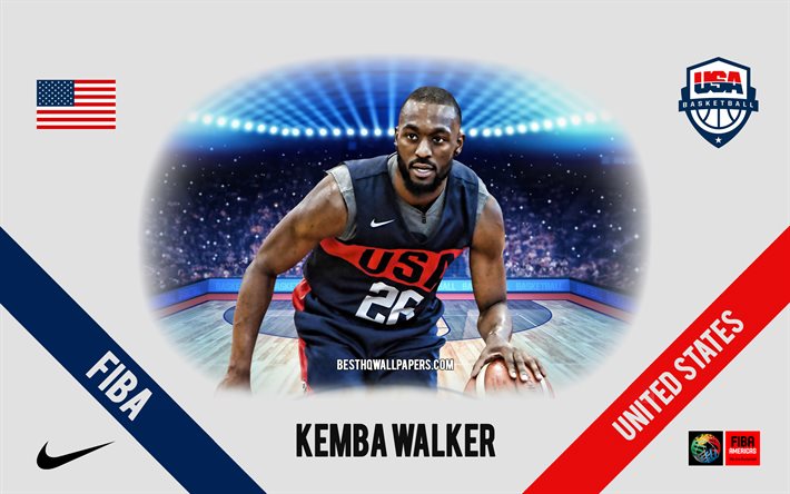 Kemba Walker, Yhdysvaltain koripallomaajoukkue, amerikkalainen koripalloilija, NBA, muotokuva, USA, koripallo