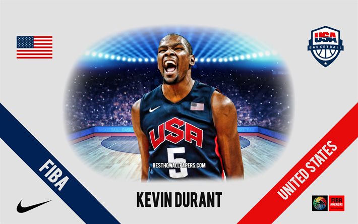 Kevin Durant, squadra nazionale di basket degli Stati Uniti, giocatore di basket americano, NBA, ritratto, USA, basket