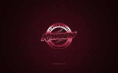 Kiwoom Heroes, South Korean baseball club, KBO League, burgundy logo, burgundy carbon fiber background, baseball, Seoul, South Korea, Kiwoom Heroeslogo